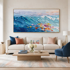 Azure Tide Garden – Textured Ocean Wall Art