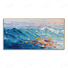 Azure Tide Garden – Textured Ocean Wall Art hand-painted wall art