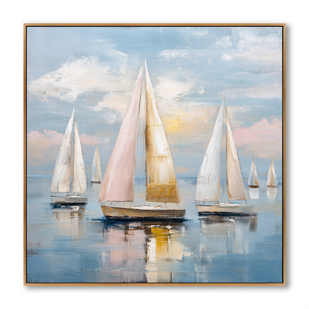 Blush Harbor – Seascape Wall Art hand-painted wall art