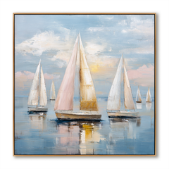Blush Harbor – Seascape Wall Art hand-painted wall art
