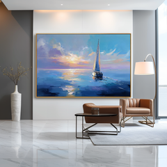 Horizon Glide – Hand-Painted Sailboat Oil Painting