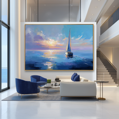 Horizon Glide – Hand-Painted Sailboat Oil Painting