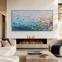Petal Surf Reverie – Textured Ocean Wall Art