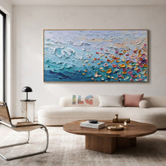 Petal Surf Reverie – Textured Ocean Wall Art