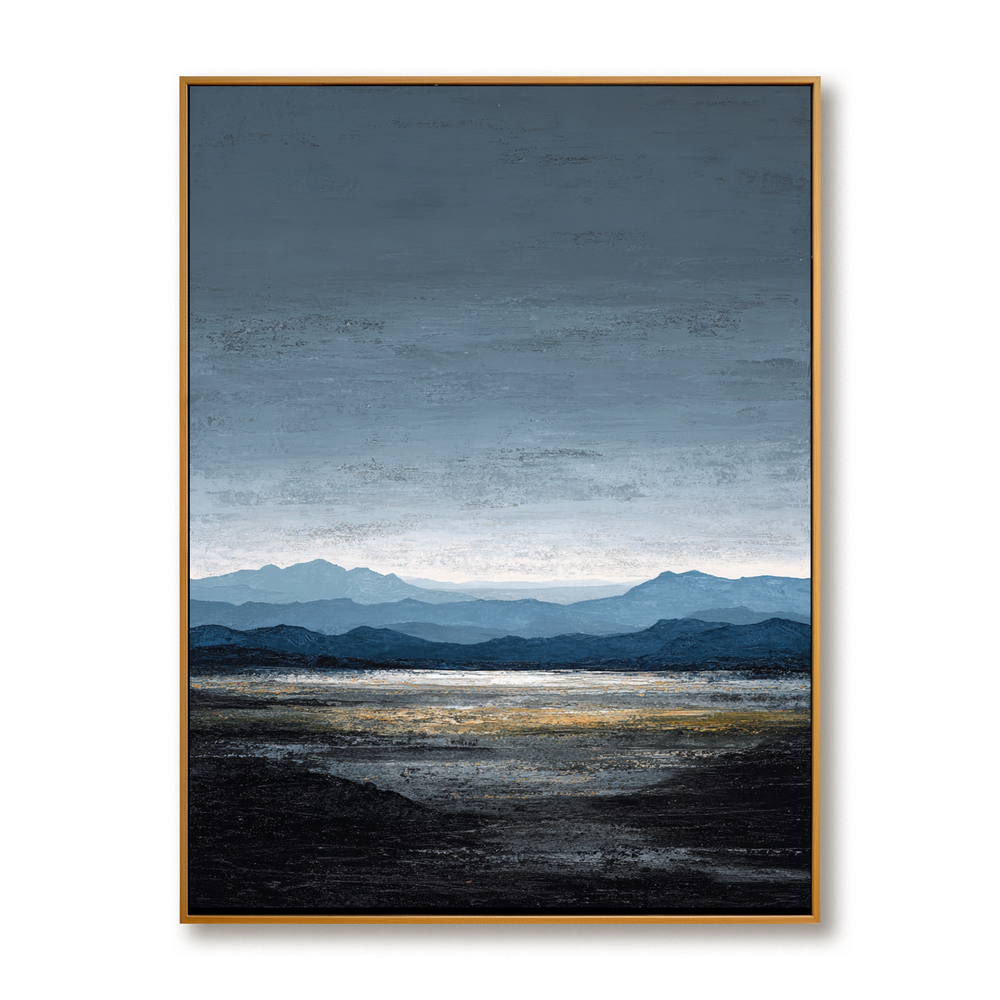 Distant Blue Horizon – Minimalist Coastal Wall Art hand-painted wall art