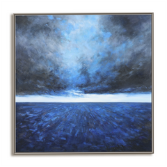 Eternal Tide – Textured Abstract Ocean Oil Painting, Modern Blue Seascape Wall Art