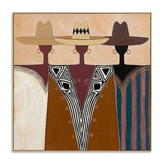 Desert Hat Trio – Contemporary Figure Wall Art hand-painted wall art