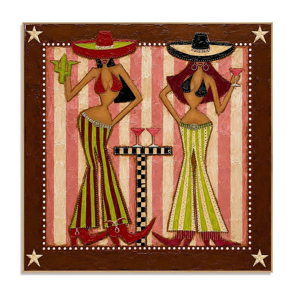 Fiesta Hat Duo – Contemporary Figure Wall Art hand-painted wall art