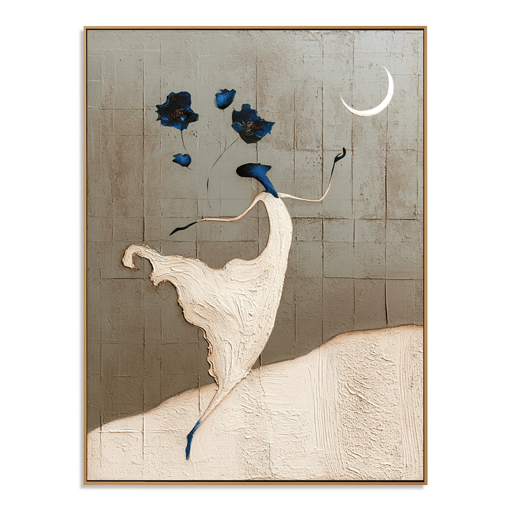 Moonlit Bloom – Abstract Floral Wall Art hand-painted wall art