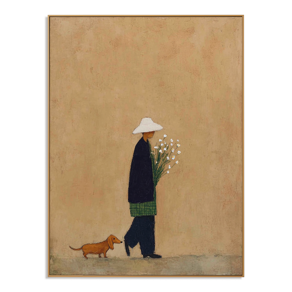 Quiet Meadow Stroll – Minimalist Landscape Wall Art hand-painted wall art