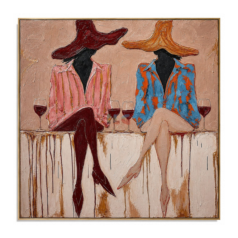 Sienna Hat Social – Contemporary Figure Wall Art hand-painted wall art