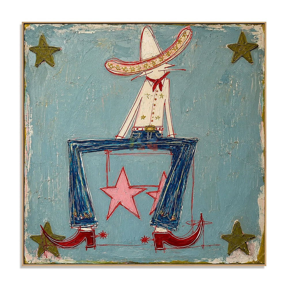 Star Boots Rider – Contemporary Western Figure Wall Art hand-painted wall art