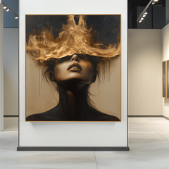 Veil of Gold – Dramatic Abstract Figurative Portrait Oil Painting