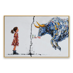 Brave Encounter – Contemporary Bull Wall Art hand-painted wall art