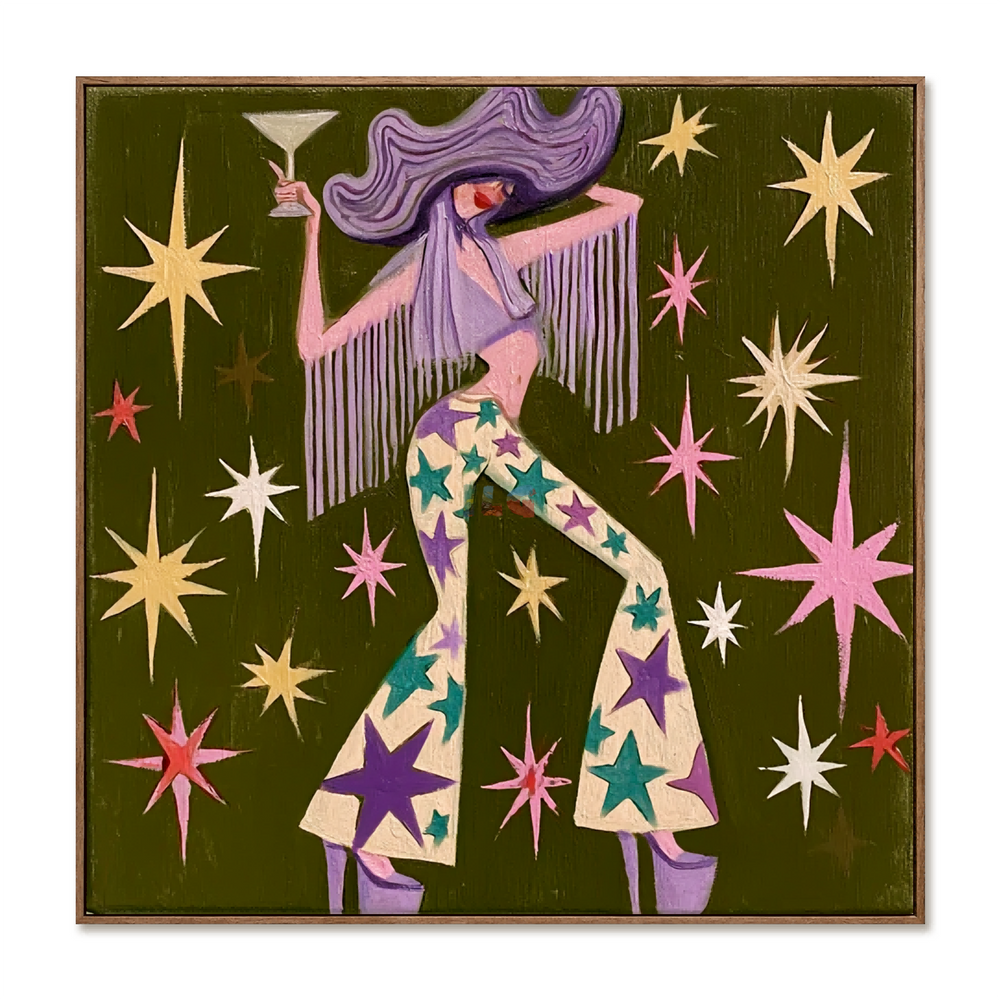 Starlit Western Muse – Contemporary Figure Wall Art hand-painted wall art