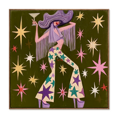 Starlit Western Muse – Contemporary Figure Wall Art hand-painted wall art