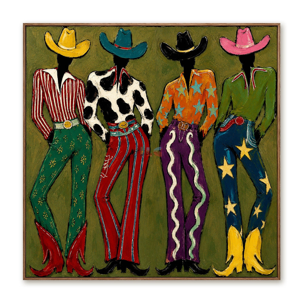Western Style Quartet – Contemporary Figure Wall Art hand-painted wall art