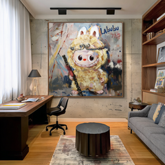 Golden Guardian – Labubu Inspired Fantasy Character Oil Painting