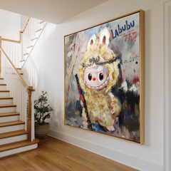 Golden Guardian – Labubu Inspired Fantasy Character Oil Painting