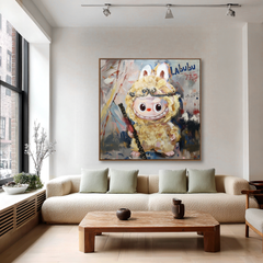 Golden Guardian – Labubu Inspired Fantasy Character Oil Painting