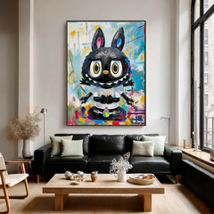 Midnight Spark – Labubu Inspired Character Oil Painting