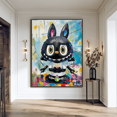 Midnight Spark – Labubu Inspired Character Oil Painting