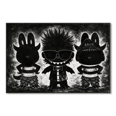 Midnight Trio – Labubu Inspired Character Group Oil Painting hand-painted wall art