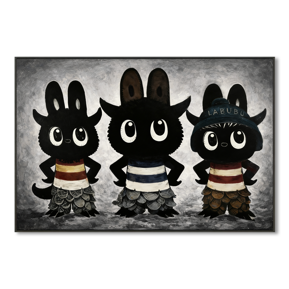 Shadow Parade – Labubu Inspired Character Group Oil Painting hand-painted wall art