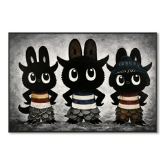 Shadow Parade – Labubu Inspired Character Group Oil Painting hand-painted wall art