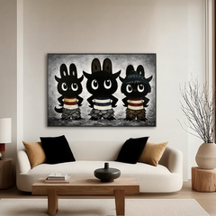 Shadow Parade – Labubu Inspired Character Group Oil Painting