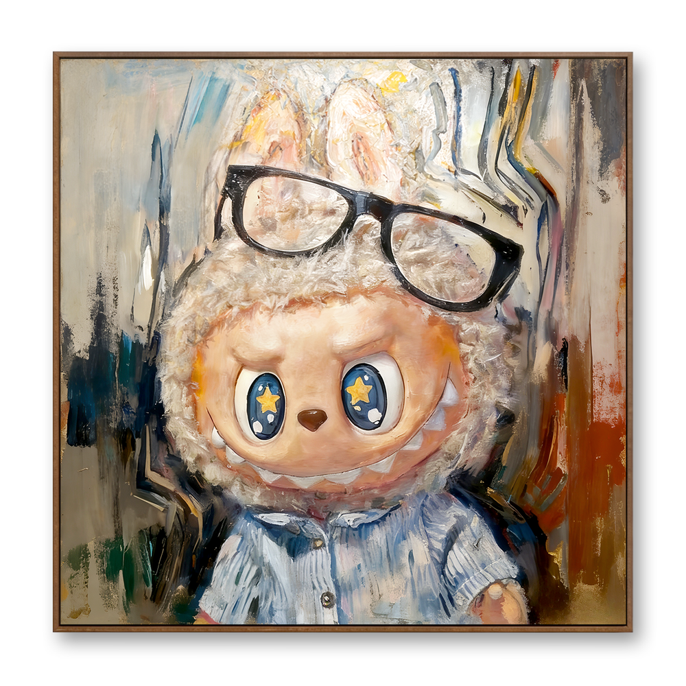 Starry Mind – Labubu Inspired Character Oil Painting hand-painted wall art