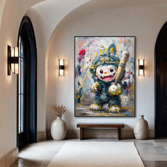 Victory Swing – Labubu Inspired Baseball Character Oil Painting
