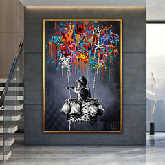 Graffiti Dreams – Street Art Balloon Oil Painting, Modern Pop Wall Art