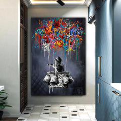 Graffiti Dreams – Street Art Balloon Oil Painting, Modern Pop Wall Art