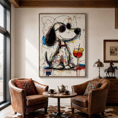 Abstract Puppy Portrait – Contemporary Pop Art Wall Art