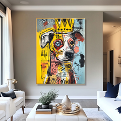 Crowned Companion – Contemporary Dog Portrait Oil Painting