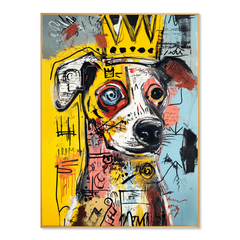 Crowned Companion – Contemporary Dog Portrait Oil Painting hand-painted wall art