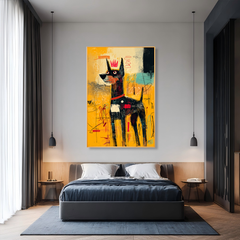 Golden Guardian – Contemporary Crowned Dog Oil Painting
