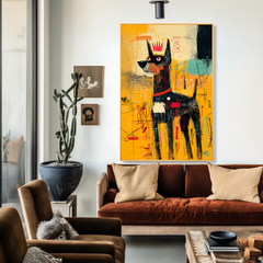 Golden Guardian – Contemporary Crowned Dog Oil Painting