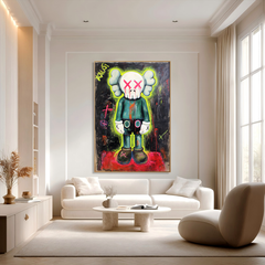 Neon Pulse – KAWS Inspired Urban Figure Oil Painting