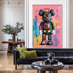 Pink Kingdom – KAWS Inspired Crowned Figure Oil Painting