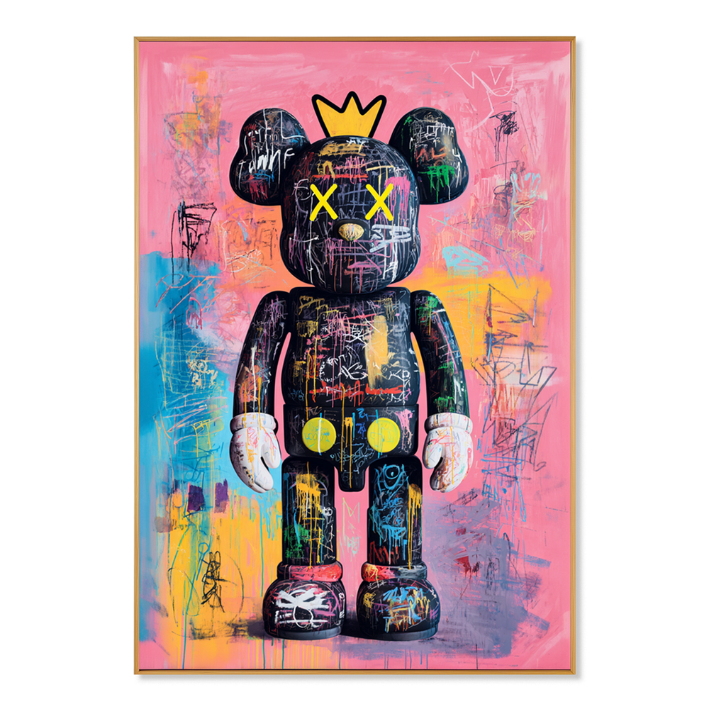 Pink Kingdom – KAWS Inspired Crowned Figure Oil Painting hand-painted wall art