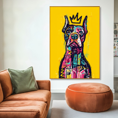 Royal Watchdog – Contemporary Crowned Dog Portrait Oil Painting