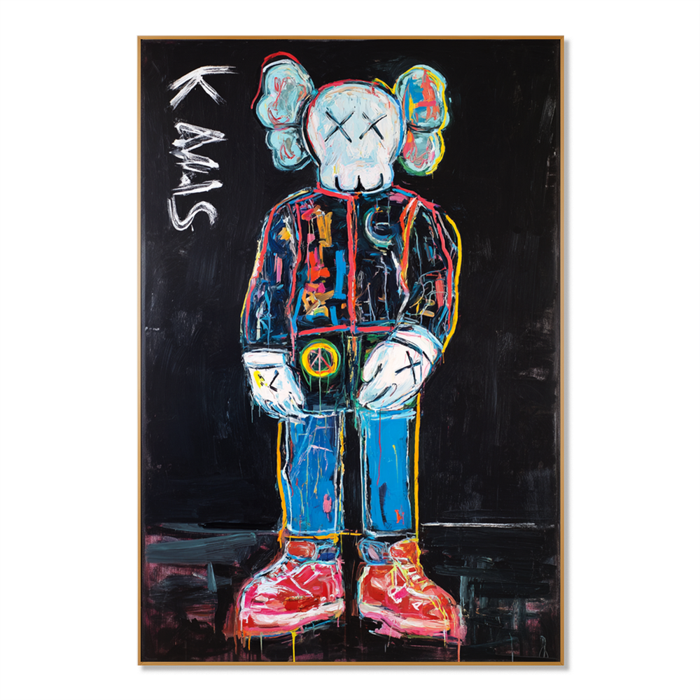 Silent Icon – KAWS Inspired Contemporary Figure Oil Painting hand-painted wall art