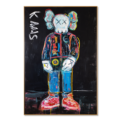 Silent Icon – KAWS Inspired Contemporary Figure Oil Painting hand-painted wall art