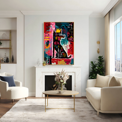 Street King Dog – Contemporary Graffiti Animal Oil Painting