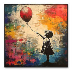 Lost Balloon – Graffiti Girl Street Art Oil Painting, Banksy-Inspired Wall Art