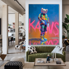 Neon Drift – KAWS Inspired Street Pop Oil Painting