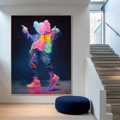 Neon Rebellion – KAWS Inspired Pop Art Oil Painting