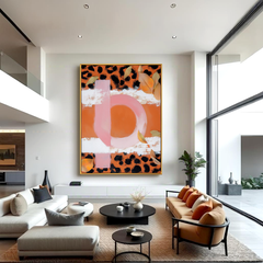 Wild Echo – Abstract Leopard Print Wall Art, Modern Pink & Orange Canvas Décor